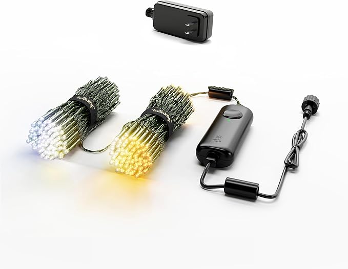 Twinkly Strings 250 White LED, LED Light String for Outdoor and Indoor, White Christmas Lights from Warm to Cool, Mappable LEDs, Compatible with Alexa, Google Home, IP44, App Control, Black Wire, 65ft