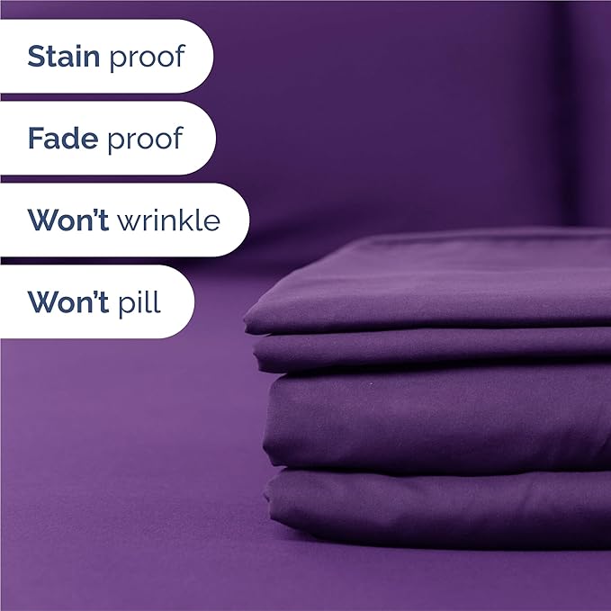 King 6 Piece Sheet Set - Comfy Breathable & Cooling - Ultra Soft Hotel Luxury Bedding Set w/ 8-16 Inch Deep Pockets - 1 Flat & 1 Fitted Sheet & 4 Pillowcases - Cozy, Wrinkle Free & Easy Care - Purple