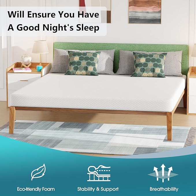 BestMassage | 6 Inch California King Mattress | Gel Memory Foam | Medium Firm Feel | White | Bed in a Box, CertiPUR-US Certified | Pressure Relief, Cooling Ventilated Foam | Breathable Knit Cover