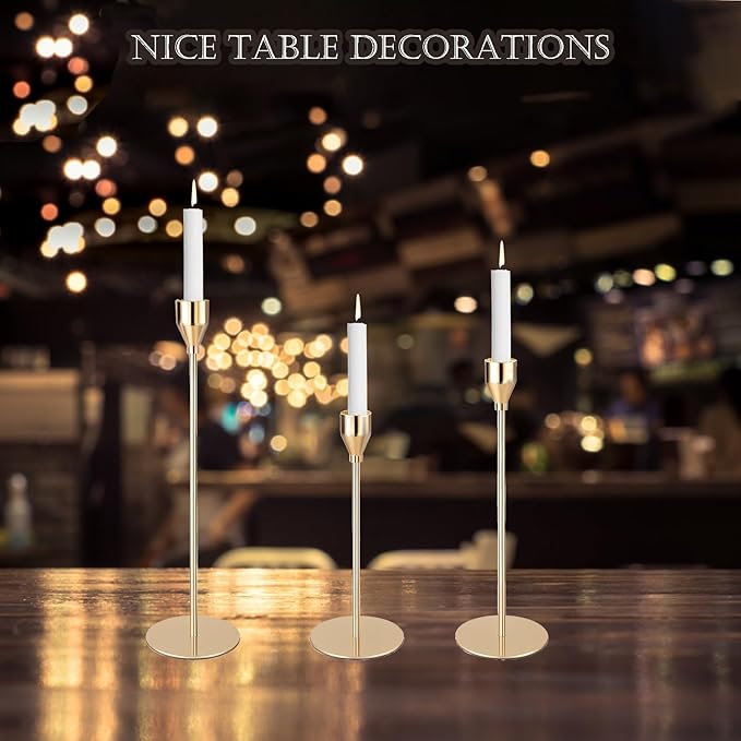 Gold Candlestick Holders Bulk, Decorative Taper Candle Holder for Candlesticks Vintage Gold Candle Sticks Holders for Christmas Wedding Dinner Table Centerpiece Decor (Set of 54)