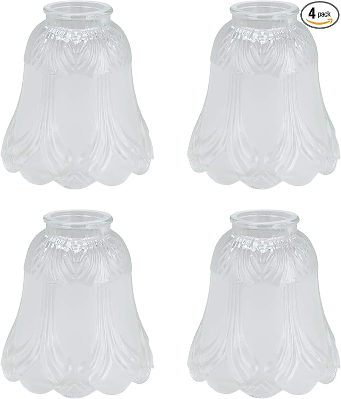 Aspen Creative 23059-4 Transitional Clear & Sandblasted Ceiling Fan Glass Shade.2-1/8"Fitter.Size:4-7/8"D x 5"H.4Pcs/Pack