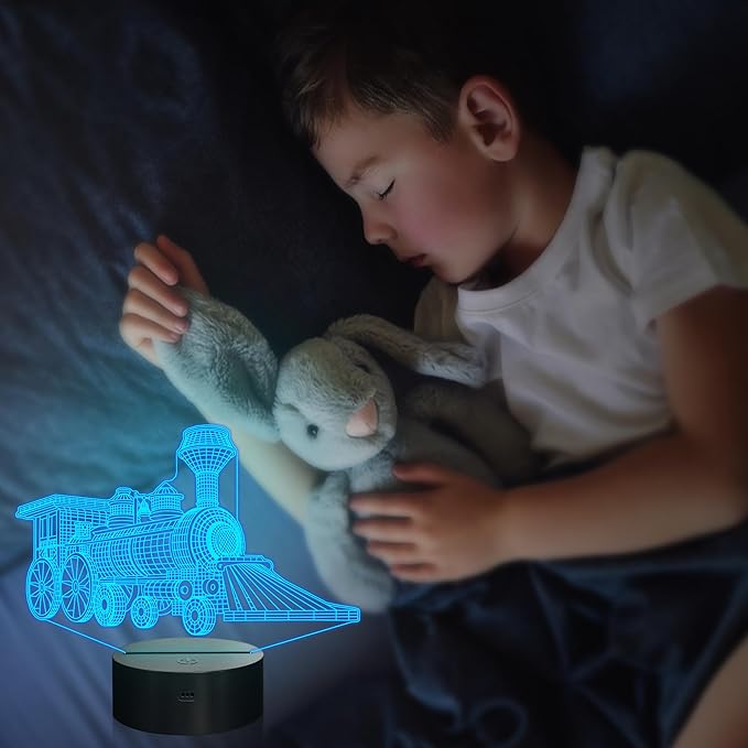Attivolife Train 3D Gifts Lamp, Illusion Hologram Night Light with Timer Remote Control, 16 Colors Changing, Kids Bedroom Decor, Novelty Birthday for Train Model Collector, Girl Boy Men