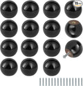 FoDau770 15pcs Black Wood Knobs, Round Ball Cabinet Knobs Vintage Drawer Pulls, Natural Wooden Cabinet Hardware for Furniture Drawer Dresser Wardrobe Cupboard - 1-1/4" Diameter