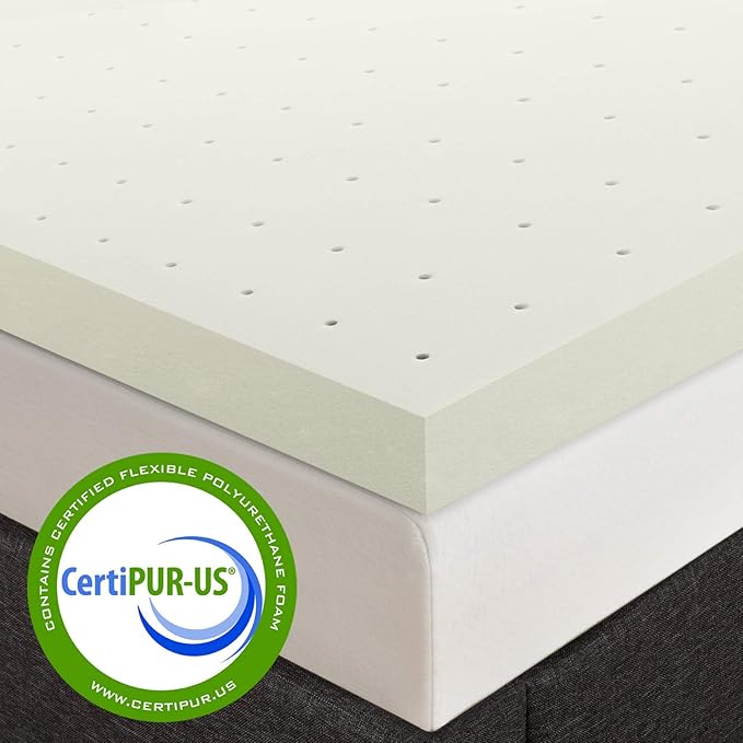 Best Price Mattress 2.5 Inch Ventilated Memory Foam Mattress Topper, CertiPUR-US Certified, King White