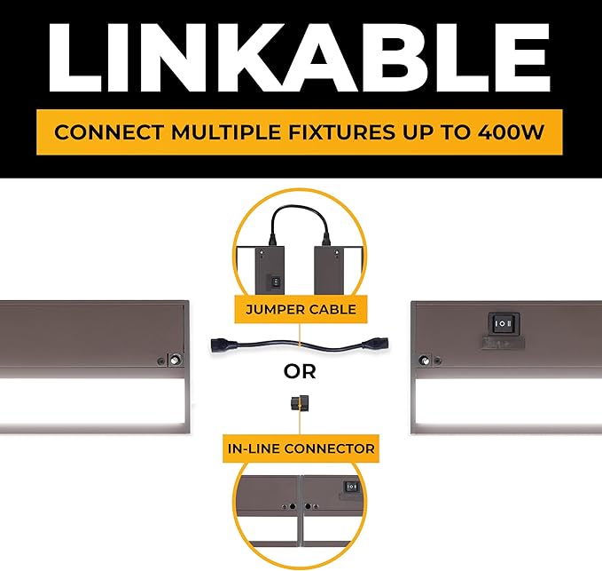 LED Under Cabinet Lighting Hardwired - 3CCT 40 Inch Bronze Finish - Undercabinet Lights for Kitchen - Linkable Undercounter Dimmable Plug in Light or Hard Wired - Under Counter Fixture Direct Wire