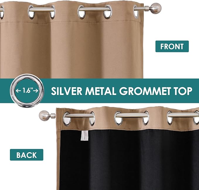 ChrisDowa 100% Blackout Curtains 120 inch Long for Bedroom with Black Liner, 2 Thick Layers Total Blackout Thermal Insulated Grommet Long Window Curtains 2 Panels Set (Cappuccino, 52 x 120 Inch)