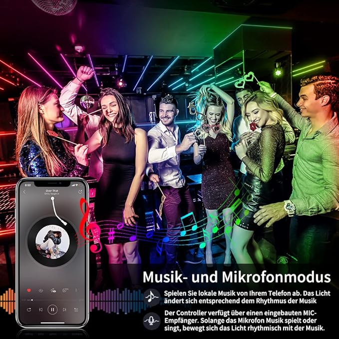 AILBTON Led Lights for Bedroom,100ft Led Light Strip Music Sync RGB Led Strip Lights Built-in Mic,Bluetooth App Control Led Room Lights with Remote,5050 RGB Rope Light