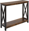 Convenience Concepts Oxford Console Table 39.5" - Sofa Table with Storage Shelf, Transitional Entryway Hall Table for Living Room and Bedroom, Display Foyer Table, Barnwood/Black
