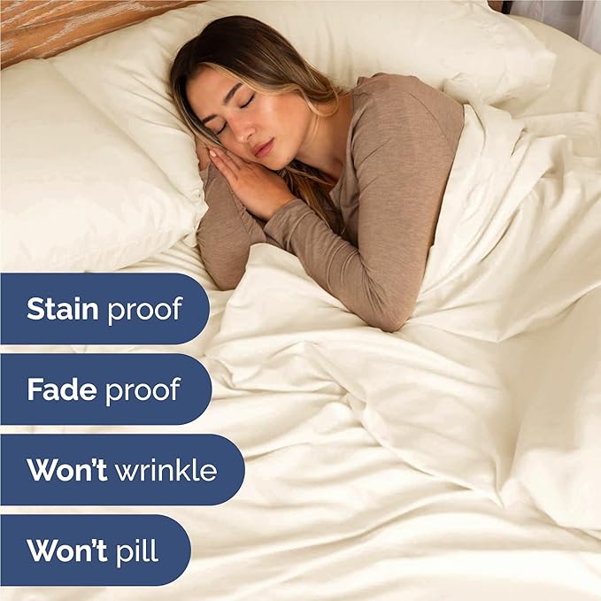 Twin XL Sheets Set 6 Piece - Includes 2 Pillowcases - Bed Sheets Twin XL Size - Soft Hotel Luxury Bedding - Cooling, Comfy & Breathable - 1 Flat & 1 Fitted & 2 Pillowcases w/ Deep Pockets - Off White