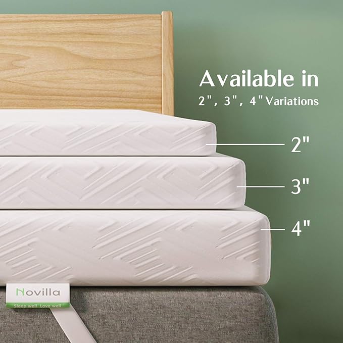 Novilla Mattress Topper Queen, 3 Inch Dual Layer Memory Foam Mattress Topper Enhance Cooling, Supportive & Pressure Relieving, with Breathable Cover,Queen Size, Yozora