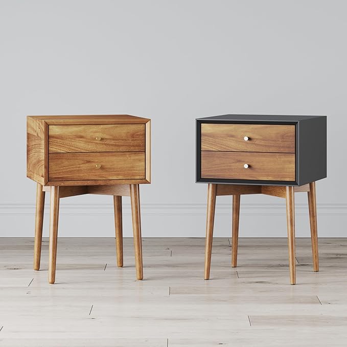 Nathan James Harper Modern Nightstand Side Accent or End Table with Storage Drawer, 1, Black/Brown
