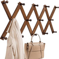 Homode Accordion Wall Hanger, Hat Rack for Wall, Wood Expandable Coat Rack, Vintage Accordian Peg Hooks Purse Organizer for Hanging Baseball Caps, Coffee Mug, Hats, Clothes, Backpack, Towel