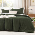 Litanika Oversized King Comforter 128x120, 3 Pieces Olive Green Lightweight Solid Bedding Comforter Set, All Season Fluffy Bed Set (1 Comforter & 2 Pillowcases)