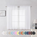 Aiyufeng White Sheer Curtains 54 inch Length Living Room Short Voile Drapes Solid Sheers Cafe Curtains Voile Bathroom Small Window Curtain 2 Panels Set, Rod Pocket, 40" Wx54 L