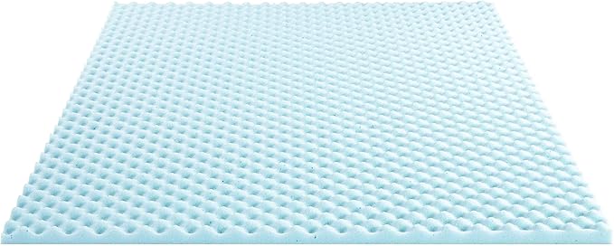 Best Price Mattress 1.5 Inch Egg Crate Memory Foam Mattress Topper, Cooling Gel Infusion, Twin, Dorm Essentials, Blue