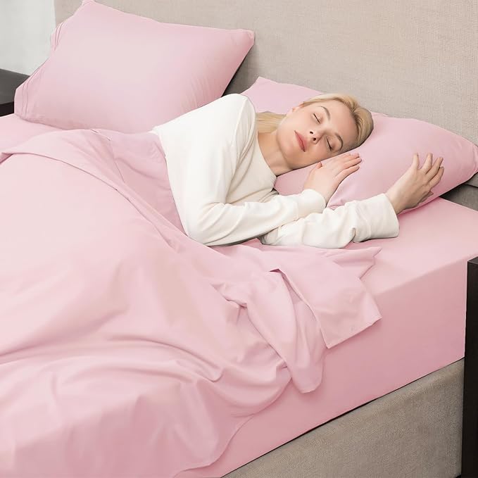 Mejoroom Full Size Sheet Set - Soft Microfiber Bed Sheets - Deep Pocket Fitted Sheet, Breathable, Wrinkle & Fade Resistant - 4 Piece (Full, Blush Pink)