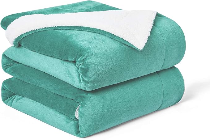 Walensee Sherpa Fleece Blanket (Throw Size 50”x60” Turquoise) Plush Throw Fuzzy Super Soft Reversible Microfiber Flannel Blankets for Couch, Bed, Sofa Ultra Luxurious Warm and Cozy for All Seasons