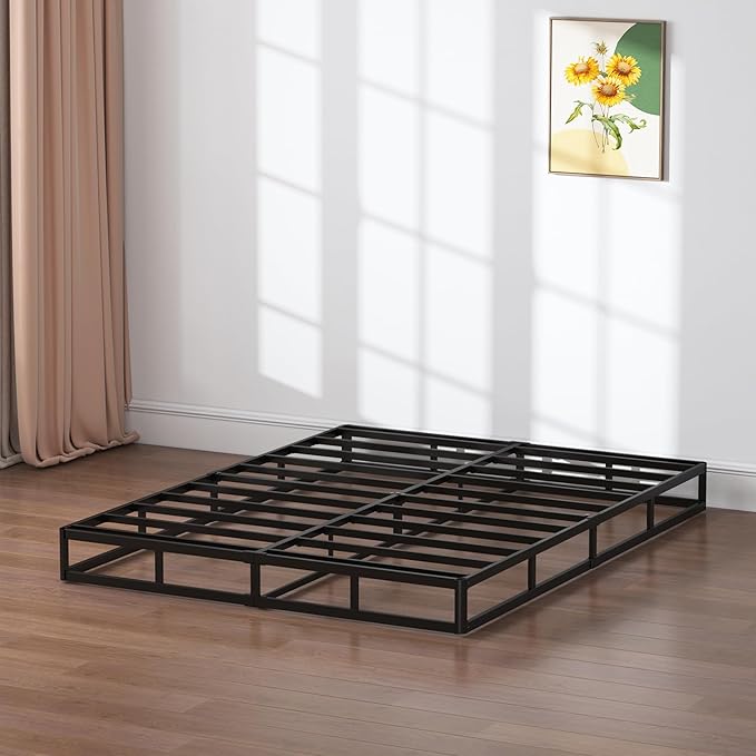 7 Inch Box Spring Full Size Bed Base, 3000 lbs Black Heavy Duty Metal Mattress Foundation with Easy Clean Fabric Cover, No Noise,Easy Assembly
