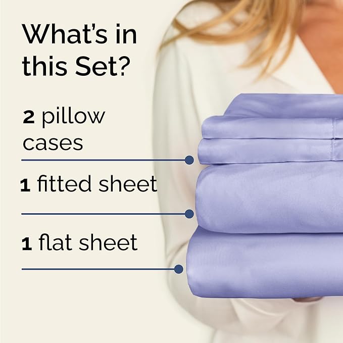 Twin 4 Piece Sheet Set - Comfy Breathable & Cooling - Ultra Soft Hotel Luxury Bedding Set w/ 8-16 Inch Deep Pockets - 1 Flat & 1 Fitted Sheet & 2 Pillowcases - Wrinkle Free and Easy Care - Lavender