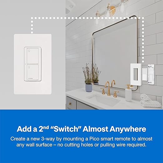 Lutron Caseta Original Smart Light Switch Kit w/ Wall Plate and Smart Hub, Compatible w/ Alexa, Apple Home, Google Home, Single-Pole/3 Way, 5 Amp, P-BDG-PKG1WS