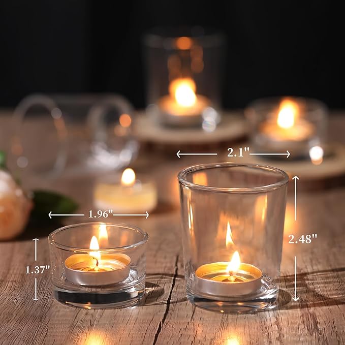 72pcs Clear Assorted Votive Candle Holders, Glass Candle Holder for Wedding Decor, Tealight Candle Holder for Table Centerpiece, and Party Decor