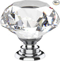 Alzassbg 10 Pack Clear Crystal Drawer Knobs, 1-1/5 Inch(30mm) Diameter Cabinet Knobs Glass Diamond Crystal Knobs for Drawers AL1001