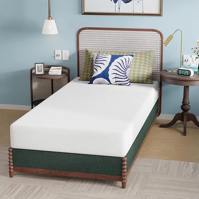 BestMassage | 8 Inch Twin Mattress | Gel Memory Foam | Medium Firm Feel | White | Bed in a Box, CertiPUR-US Certified | Pressure Relief, Cooling Ventilated Foam | Breathable Knit Cover