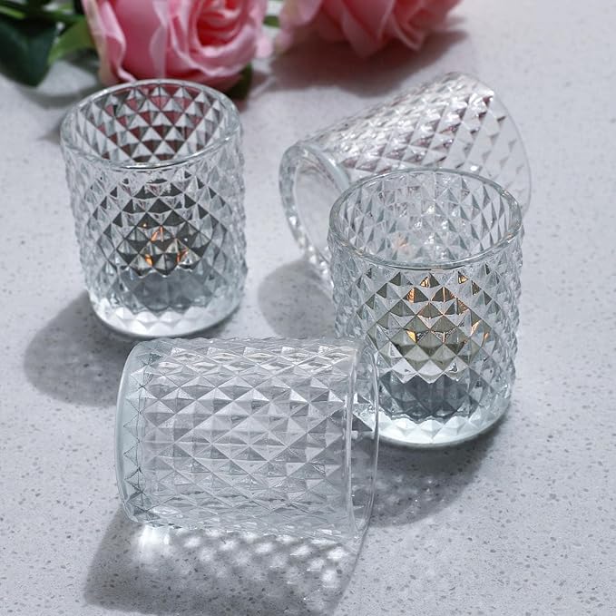 Woho 24pcs Clear Votive Candle Holders, Glass Tea Lights Candle Holder for Wedding Decor, Tealight Candle Holder for Gift Home Decoration