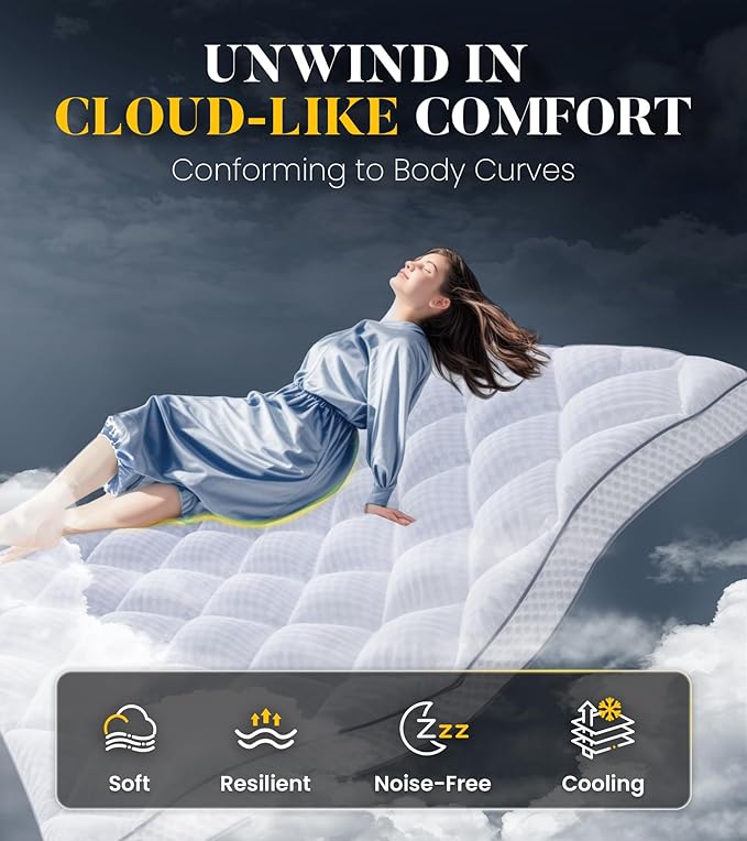 3 Inch Ultra-Fluffy Memory Foam Mattress Topper Twin for Back Pain, Extra Soft Pillow Top Twin Mattress Topper with 4X Support, Mattress Pad with Breathable Air Mesh Sides, 6-21'' Deep Pocket