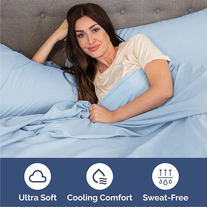 Queen 6 Piece Sheet Set - Comfy Breathable & Cooling - Ultra-Soft Hotel Luxury Bedding Set with 8-16 Inch Deep Pockets - 1 Flat & 1 Fitted Sheet & 4 Pillowcases - Wrinkle Free & Easy Care - Baby Blue