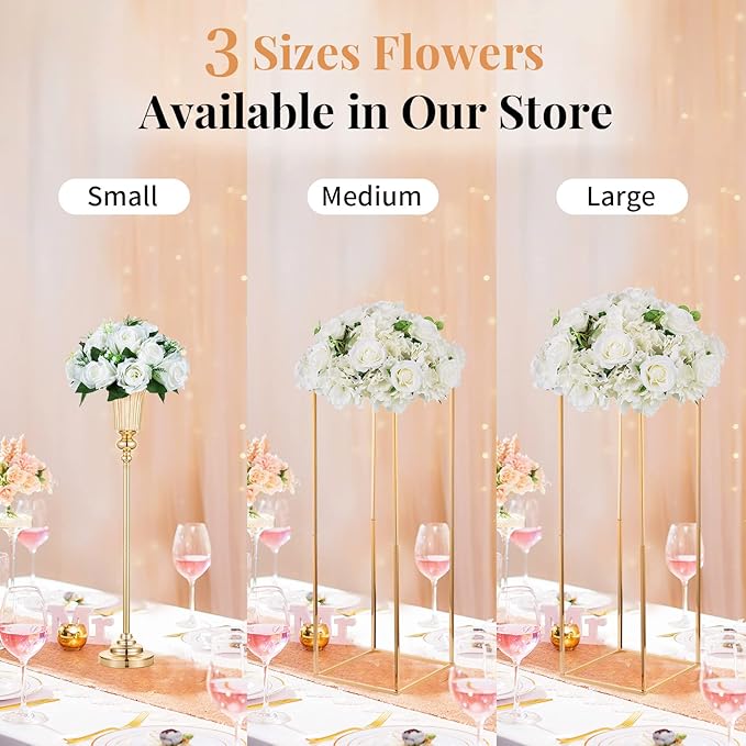 NUPTIO Flower Balls for Wedding Centerpieces - 10 Pcs 14.2 inch Diameter Fake Flower Ball Arrangement Bouquet Party Centerpieces for Tables - White Rose Bouquet Centerpiece Flowers for Wedding Table