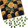 Black and Gold Flowers Artificial Roses for Centerpieces, 50PCS Fake Flowers for Wedding Decorations Bouquets Baby Shower Centerpieces Home Decor Arrangements Party