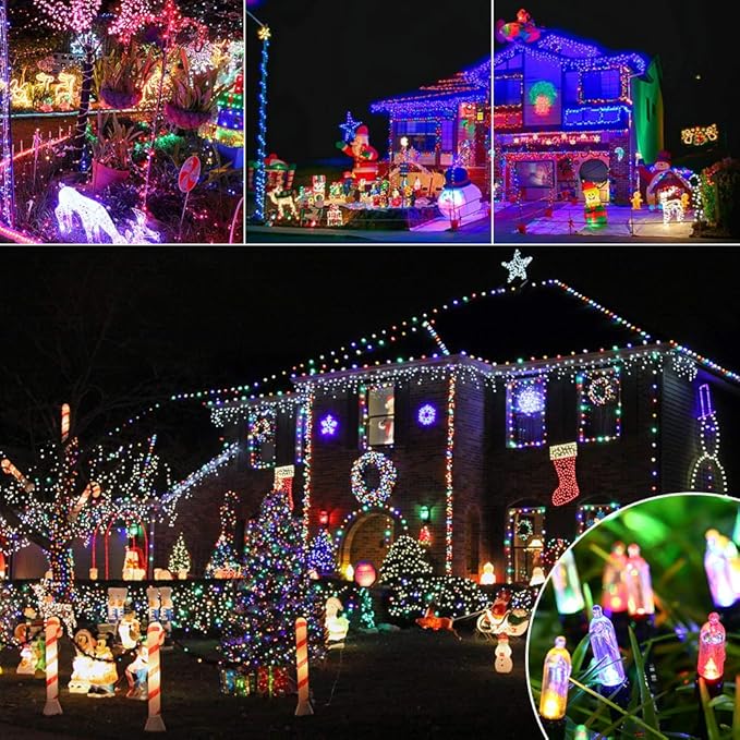 LYHOPE Battery Christmas Lights, 33ft 100 LED Christmas Lights Waterproof 8 Modes Battery Operated String Lights for Outdoor & Indoor, Xmas Tree, Wreaths, Holiday Decoration (Multicolor)