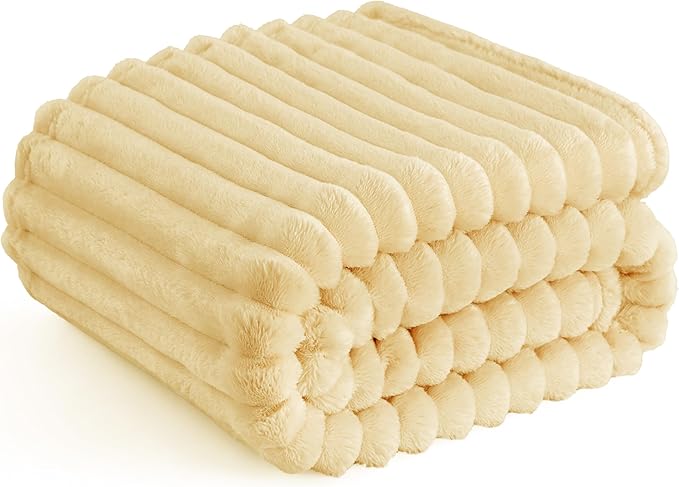 Bedsure GentleSoft Custard Yellow Fleece Twin Blanket for Couch - Super Soft Cozy Blankets for Women, Cute Small Blanket for Girls, 60x80 Inches