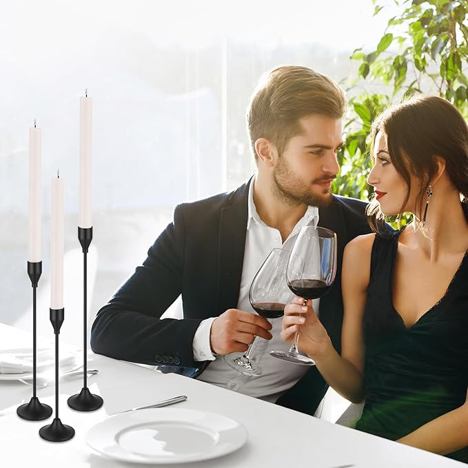 Mumufy 30 Pcs Candle Holders Taper Candlestick Metal Tall Candle Holders Table Centerpieces for Wedding Party Home Decorations, Fits 3/4'' Thick(Black)