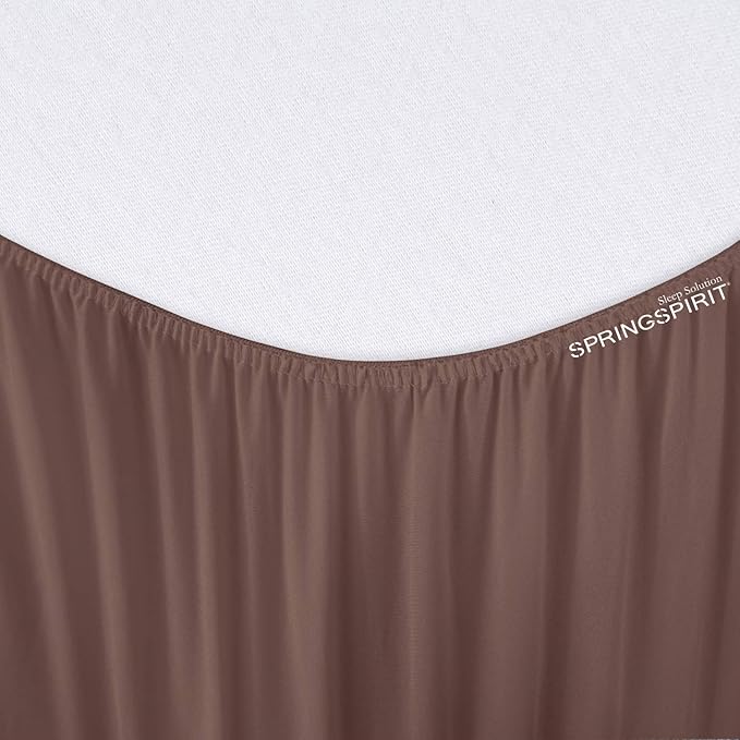 Box Spring Cover Queen Size with Smooth and Elastic Woven Material, Alternates for Bed Skirt, Wrinkle & Fading Resistant, Washable, Dustproof, Brown