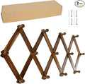AMAPON Accordion Style Expandable Wall Wooden Coat Rack 13 Hooks (Pegs) Hang Hats Jackets Coffee Mug Purses Necklaces Towels Cap Leash Scarves Data Line Kitchenware (Walnut 2 Pack)