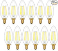 Brightever E12 Candelabra LED Light Bulbs 60 Watt Equivalent, 12 Packs Super Bright 620 Lumen, 6W Clear LED Candle Bulbs, Daylight White 5000K Dimmable Chandelier Light Bulbs for Ceiling Fan