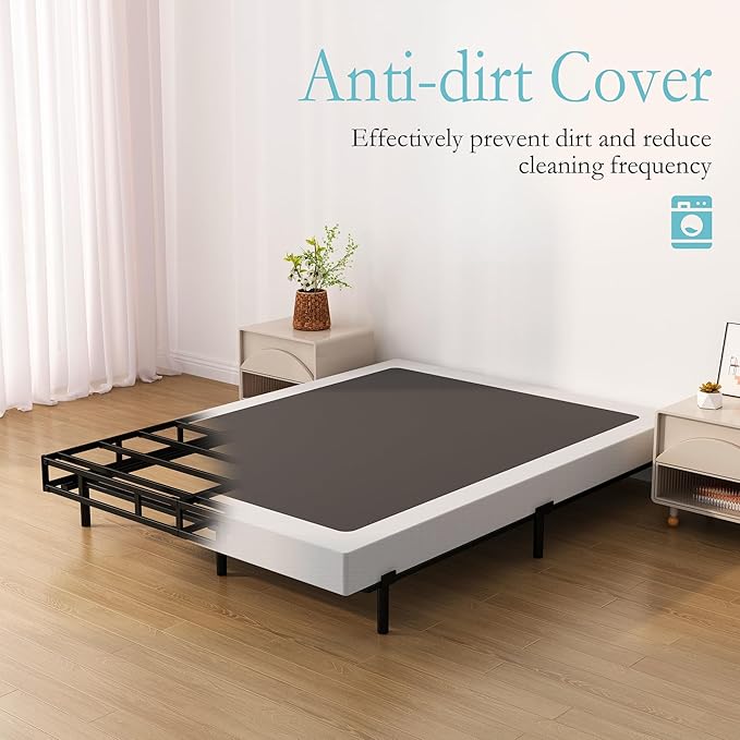 7 Inch California King Box Spring Bed Base, Low Profile Metal Cal King Box Spring with Fabric Cover, 3000 Lbs Max Weight Capacity Mattress Foundation, Noise-Free, Easy Assembly