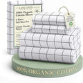 LANE LINEN 100% Organic Cotton Full Size Bed Sheets, Eco Friendly Fully Elasticized Okeo Tex Certified Printed Cotton Sheets Full, Percale Weave Soft & Comfy Comes in Variety of Prints - Windowpane