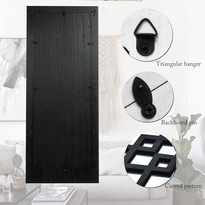Wood Wall Sconce Candle Holder Set 2, Rustic Candle Sconces, Farmhouse Hanging Wall Décor, Carved Wood Frame, Mirrored Wall Accent