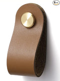 Brown Leather Drawer Pulls 6 Pack Leather Handles Cabinet knobs for Kitchen Cabinet Drawers Bathroom Dressers…
