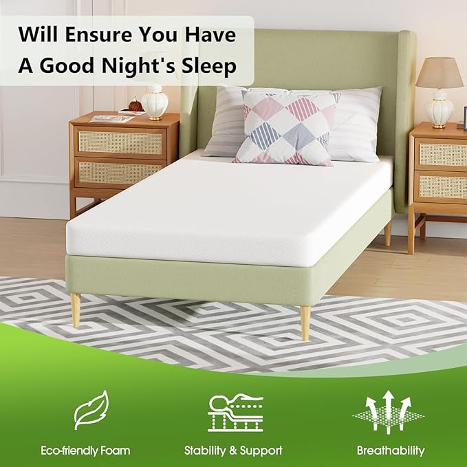 BestMassage | 5 Inch Twin XL Mattress | Gel Memory Foam | Medium Firm Feel | White | Bed in a Box, CertiPUR-US Certified | Pressure Relief, Cooling Ventilated Foam | Breathable Knit Cover