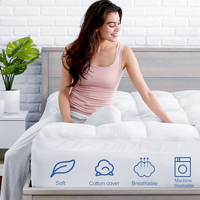 Aemicion Extra Thick Mattress Topper King, 4 Inch Extra Soft Mattress Pad Cover, Pillow Top Matress Topper with with 18" Deep Pocket 76" x 80"