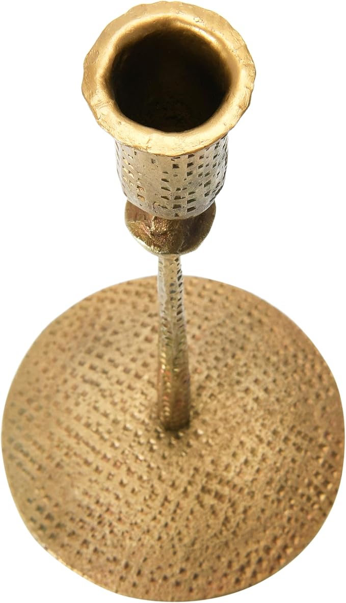 Creative Co-Op Hand-Forged Hammered Metal Taper, Antique Brass Finish Candle Holder