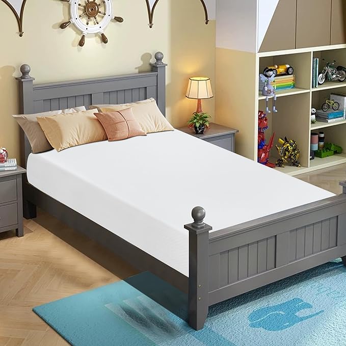 BestMassage | 12 Inch Twin Mattress | Gel Memory Foam | Medium Firm Feel | White | Bed in a Box, CertiPUR-US Certified | Pressure Relief, Cooling Ventilated Foam | Breathable Knit Cover