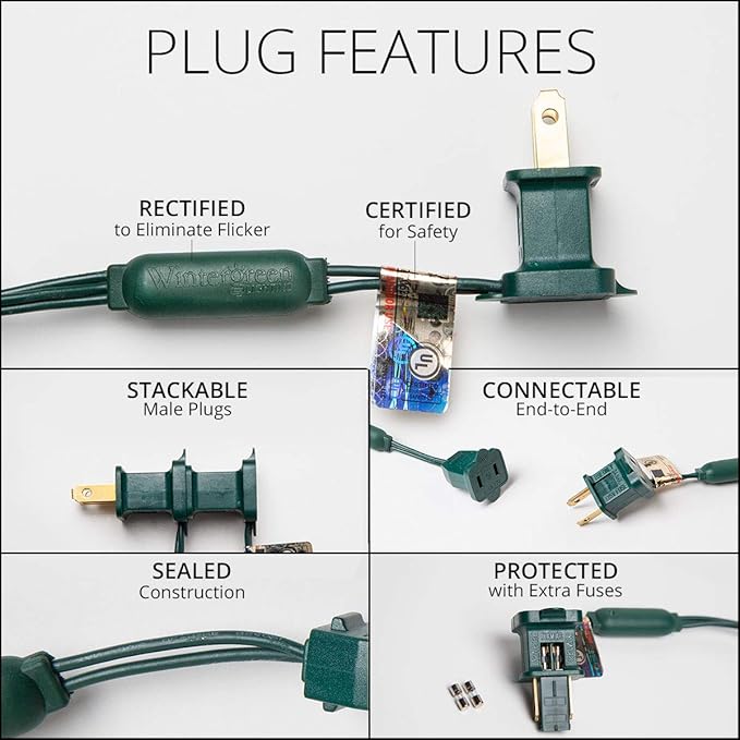 Wintergreen Lighting 50 Count LED Warm White Christmas Lights, 17 ft Green Wire Indoor/Outdoor Commercial Grade 5mm Wide Angle Mini String