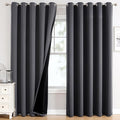 ChrisDowa 100% Blackout Curtains 84 inch Long for Bedroom with Black Liner, Extra Wide 2 Thick Layers Total Blackout Thermal Insulated Grommet Window Curtains 2 Panels Set (Dark Grey, 60 x 84 Inch)