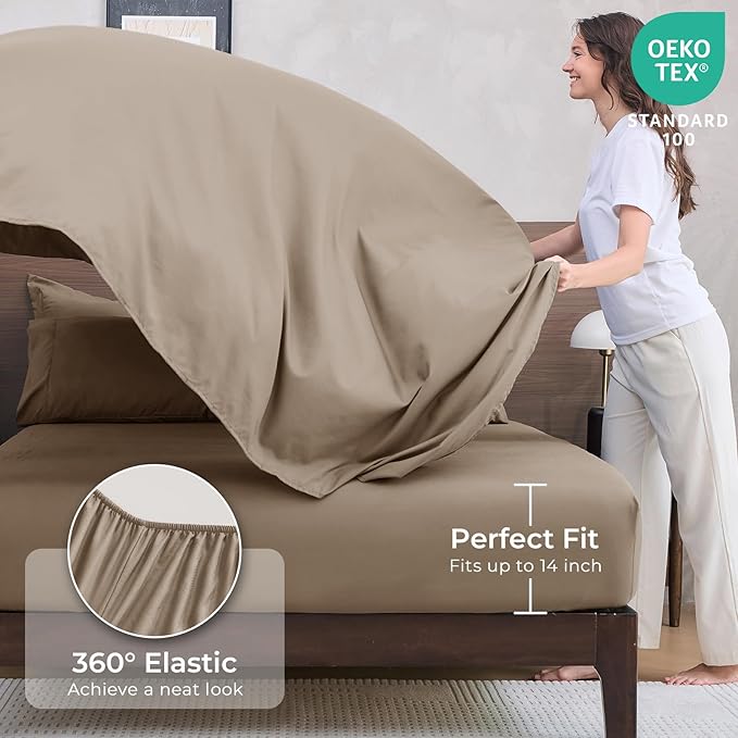 HEVUMYI Linen King Comforter Set - 7-Piece All Season Bed in a Bag King, Ultra Soft Bedding Set with Comforter, Flat Sheet, Fitted Sheet, Pillowcases, Pillow Shams