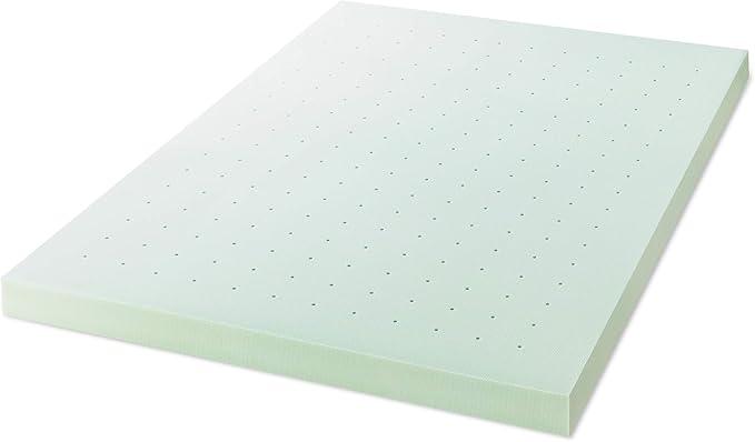 Best Price Mattress 4 Inch Ventilated Memory Foam Mattress Topper with Calming Green Tea Infusion, CertiPUR-US Certified, Twin, 4" Green Tea